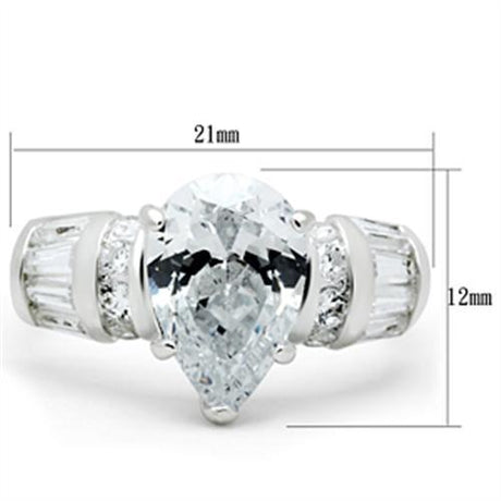 Silver 925 Sterling Silver Ring with AAA Grade CZ  in Clear