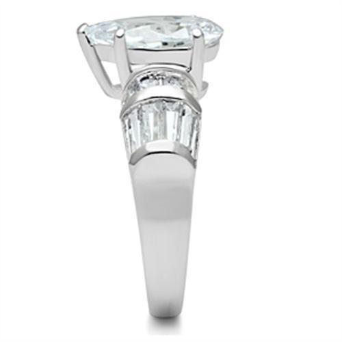 Silver 925 Sterling Silver Ring with AAA Grade CZ  in Clear