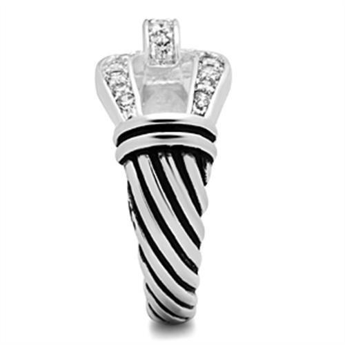 Silver 925 Sterling Silver Ring with AAA Grade CZ  in Clear