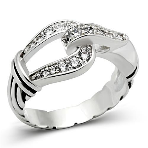 Silver 925 Sterling Silver Ring with AAA Grade CZ  in Clear