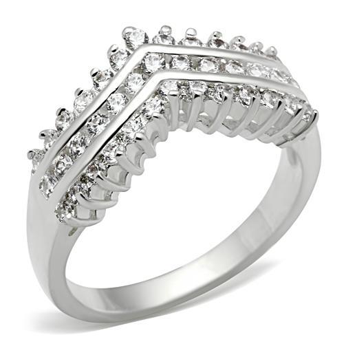 Silver 925 Sterling Silver Ring with AAA Grade CZ  in Clear
