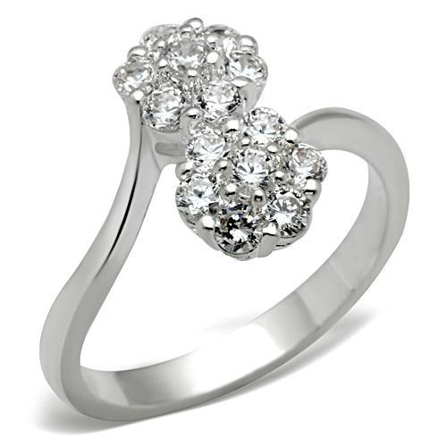 Silver 925 Sterling Silver Ring with AAA Grade CZ  in Clear