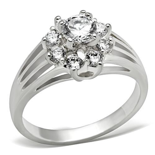 Silver 925 Sterling Silver Ring with AAA Grade CZ  in Clear