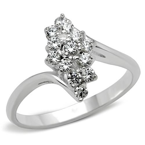 Silver 925 Sterling Silver Ring with AAA Grade CZ  in Clear
