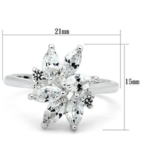 Silver 925 Sterling Silver Ring with AAA Grade CZ  in Clear
