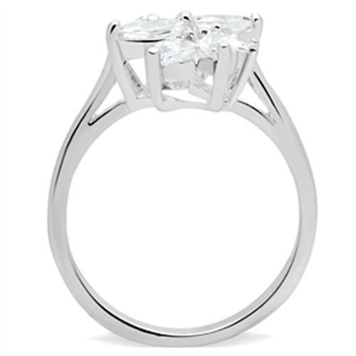 Silver 925 Sterling Silver Ring with AAA Grade CZ  in Clear