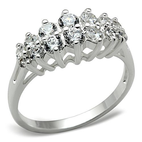 Silver 925 Sterling Silver Ring with AAA Grade CZ  in Clear