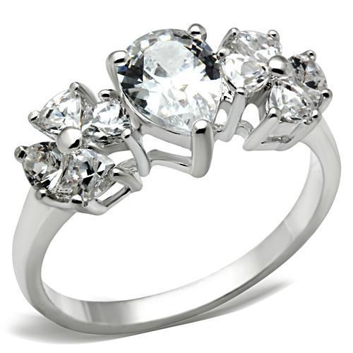 Silver 925 Sterling Silver Ring with AAA Grade CZ  in Clear