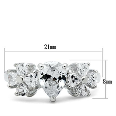 Silver 925 Sterling Silver Ring with AAA Grade CZ  in Clear