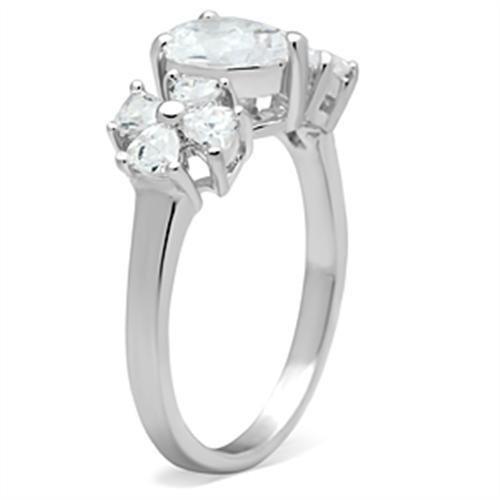 Silver 925 Sterling Silver Ring with AAA Grade CZ  in Clear