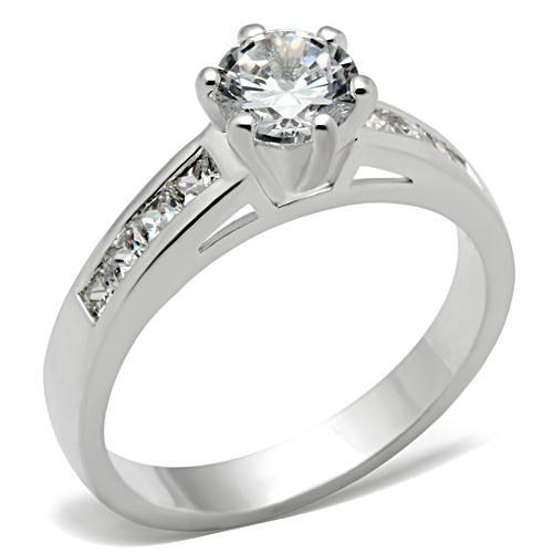Silver 925 Sterling Silver Ring with AAA Grade CZ  in Clear