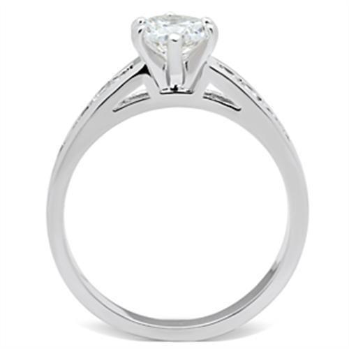 Silver 925 Sterling Silver Ring with AAA Grade CZ  in Clear