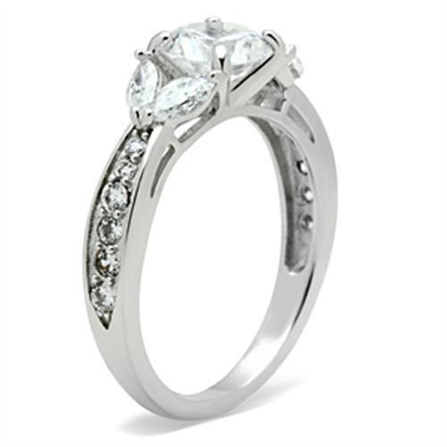 Silver 925 Sterling Silver Ring with AAA Grade CZ  in Clear
