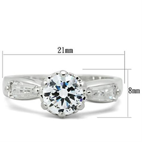 Silver 925 Sterling Silver Ring with AAA Grade CZ  in Clear