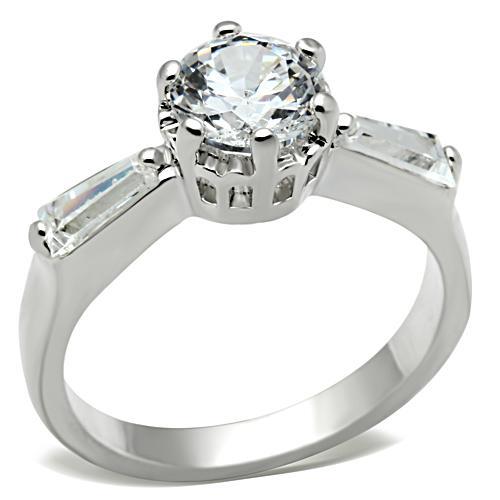 Silver 925 Sterling Silver Ring with AAA Grade CZ  in Clear