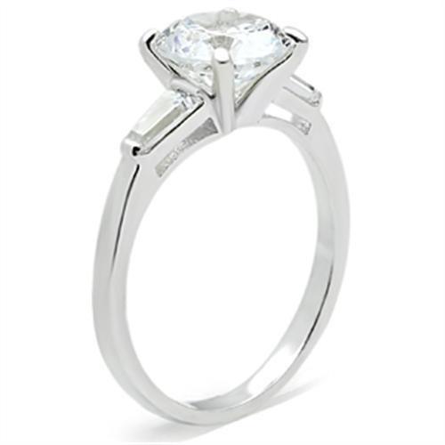 Silver 925 Sterling Silver Ring with AAA Grade CZ  in Clear