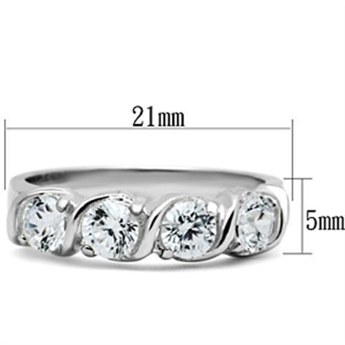 Silver 925 Sterling Silver Ring with AAA Grade CZ  in Clear