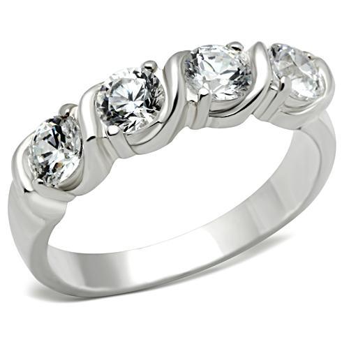 Silver 925 Sterling Silver Ring with AAA Grade CZ  in Clear