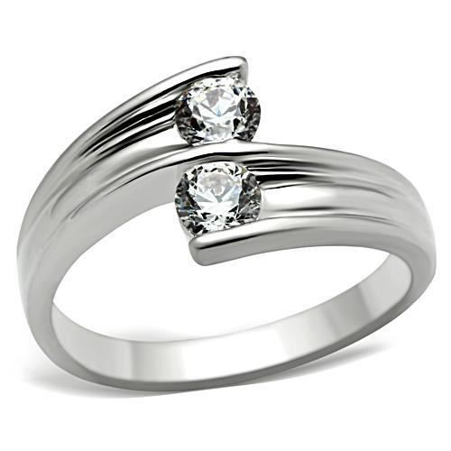 Silver 925 Sterling Silver Ring with AAA Grade CZ  in Clear