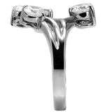 High polished (no plating) Stainless Steel Ring with AAA Grade CZ  in Clear