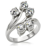 High polished (no plating) Stainless Steel Ring with AAA Grade CZ  in Clear