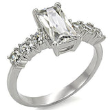 High polished (no plating) Stainless Steel Ring with AAA Grade CZ  in Clear