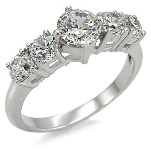 High polished (no plating) Stainless Steel Ring with AAA Grade CZ  in Clear