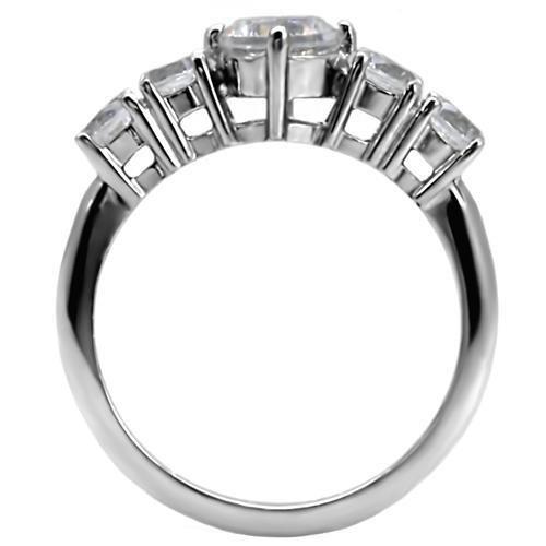 High polished (no plating) Stainless Steel Ring with AAA Grade CZ  in Clear