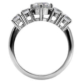 High polished (no plating) Stainless Steel Ring with AAA Grade CZ  in Clear
