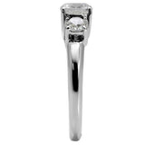 High polished (no plating) Stainless Steel Ring with AAA Grade CZ  in Clear