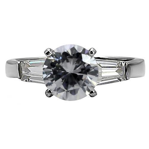 High polished (no plating) Stainless Steel Ring with AAA Grade CZ  in Clear