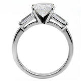 High polished (no plating) Stainless Steel Ring with AAA Grade CZ  in Clear