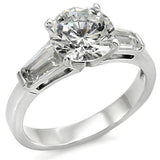 High polished (no plating) Stainless Steel Ring with AAA Grade CZ  in Clear