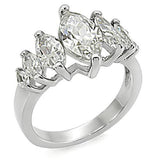 High polished (no plating) Stainless Steel Ring with AAA Grade CZ  in Clear