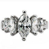 High polished (no plating) Stainless Steel Ring with AAA Grade CZ  in Clear
