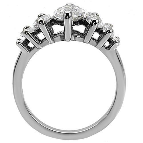 High polished (no plating) Stainless Steel Ring with AAA Grade CZ  in Clear