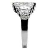 High polished (no plating) Stainless Steel Ring with AAA Grade CZ  in Clear