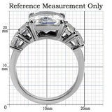 High polished (no plating) Stainless Steel Ring with AAA Grade CZ  in Clear