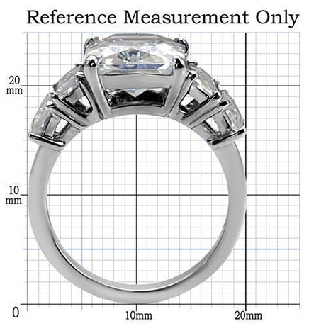 High polished (no plating) Stainless Steel Ring with AAA Grade CZ  in Clear