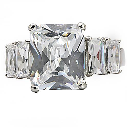 High polished (no plating) Stainless Steel Ring with AAA Grade CZ  in Clear