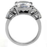 High polished (no plating) Stainless Steel Ring with AAA Grade CZ  in Clear
