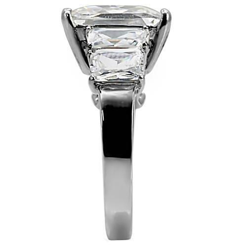 High polished (no plating) Stainless Steel Ring with AAA Grade CZ  in Clear