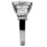 High polished (no plating) Stainless Steel Ring with AAA Grade CZ  in Clear