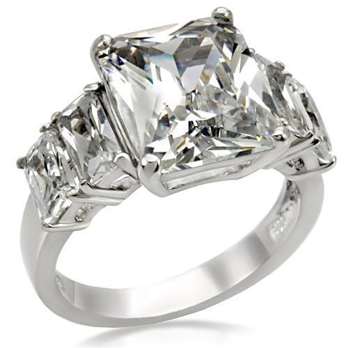 High polished (no plating) Stainless Steel Ring with AAA Grade CZ  in Clear