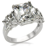 High polished (no plating) Stainless Steel Ring with AAA Grade CZ  in Clear