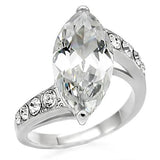 High polished (no plating) Stainless Steel Ring with AAA Grade CZ  in Clear
