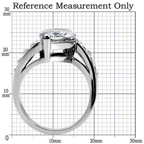 High polished (no plating) Stainless Steel Ring with AAA Grade CZ  in Clear