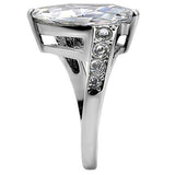 High polished (no plating) Stainless Steel Ring with AAA Grade CZ  in Clear
