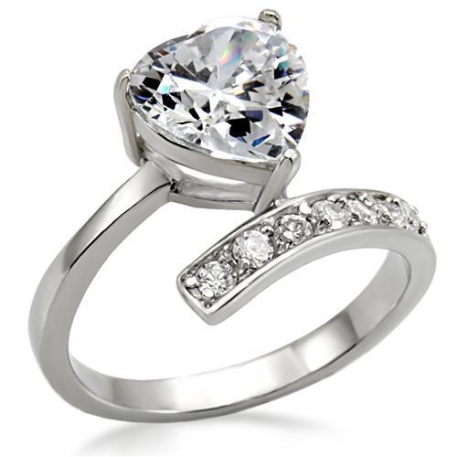 High-Polished Stainless Steel Ring with AAA Grade CZ  in Clear