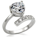 High-Polished Stainless Steel Ring with AAA Grade CZ  in Clear